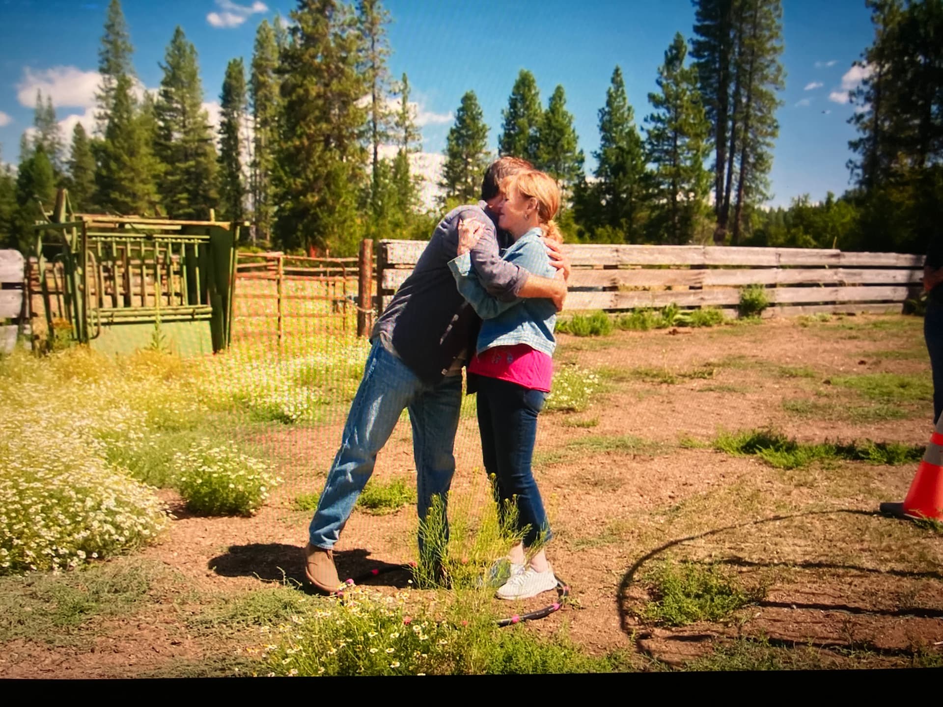 Will Forte hugging his mom Patti in the pasture at Major's Place